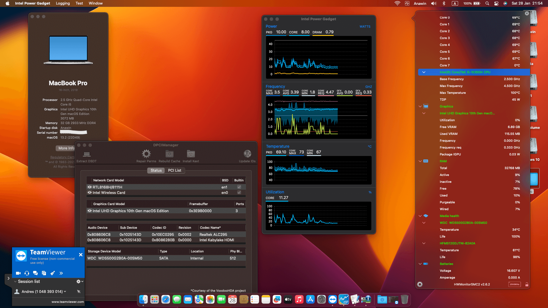 Success Hackintosh macOS Ventura 13.2 Build 22D49 in Acer Nitro 5 AN515-55-517N